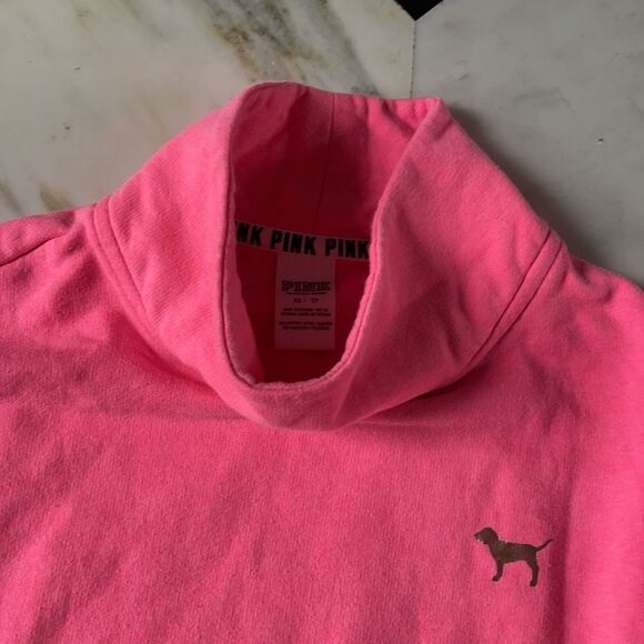 PINK Victoria’s Secret Neon Pink Turtleneck Sweatshirt - Picture 4 of 6